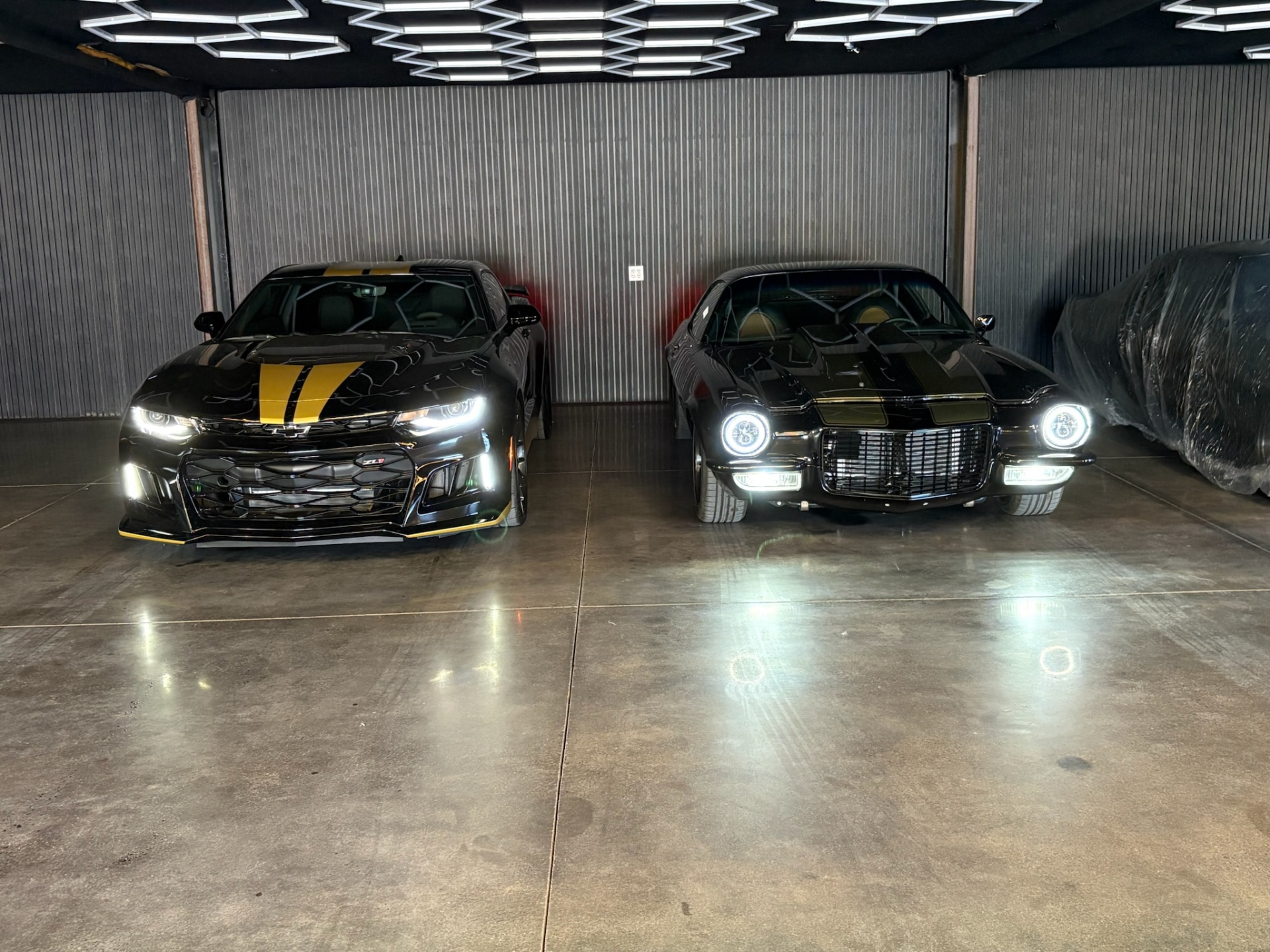 Completed black Camaro builds