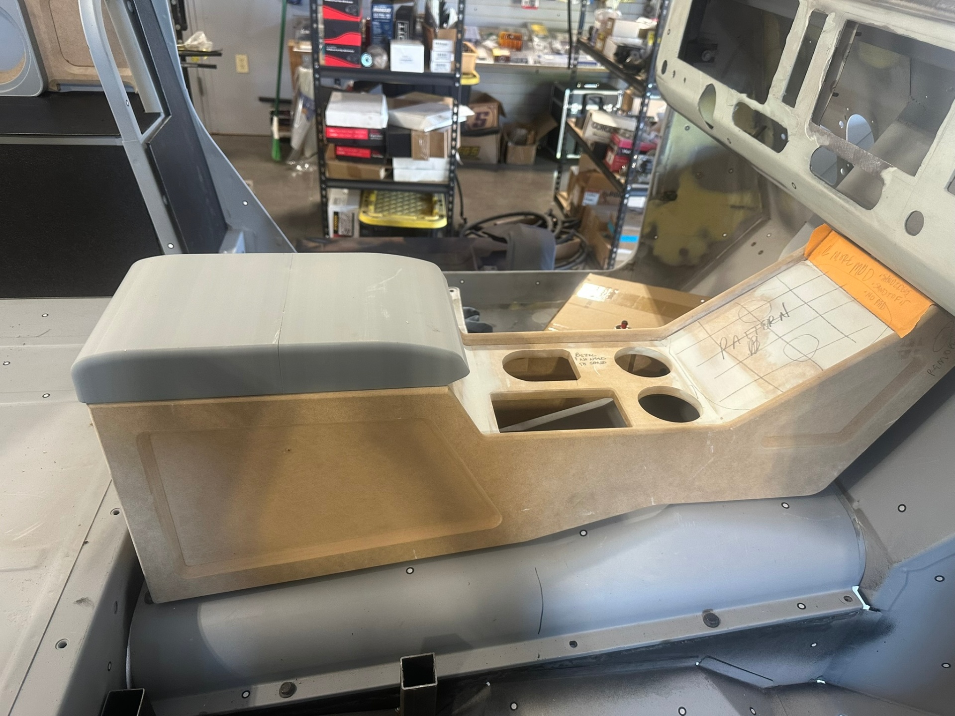 Custom MDF console installed in vehicle cab